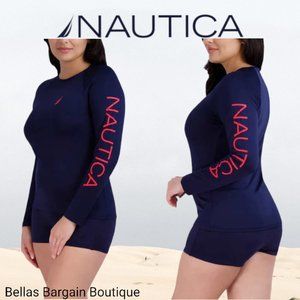 Nautica Ladies Long Sleeve Rashguard Dark Blue NWT